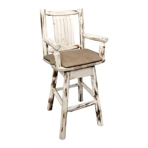 Pemberly Row 30&quot Pine Wood Swivel Captain's Barstool in Natural