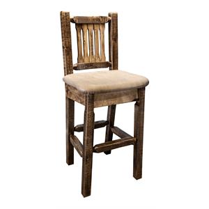 Pemberly Row 24&quot Counter Height Wood Barstool with Back in Brown
