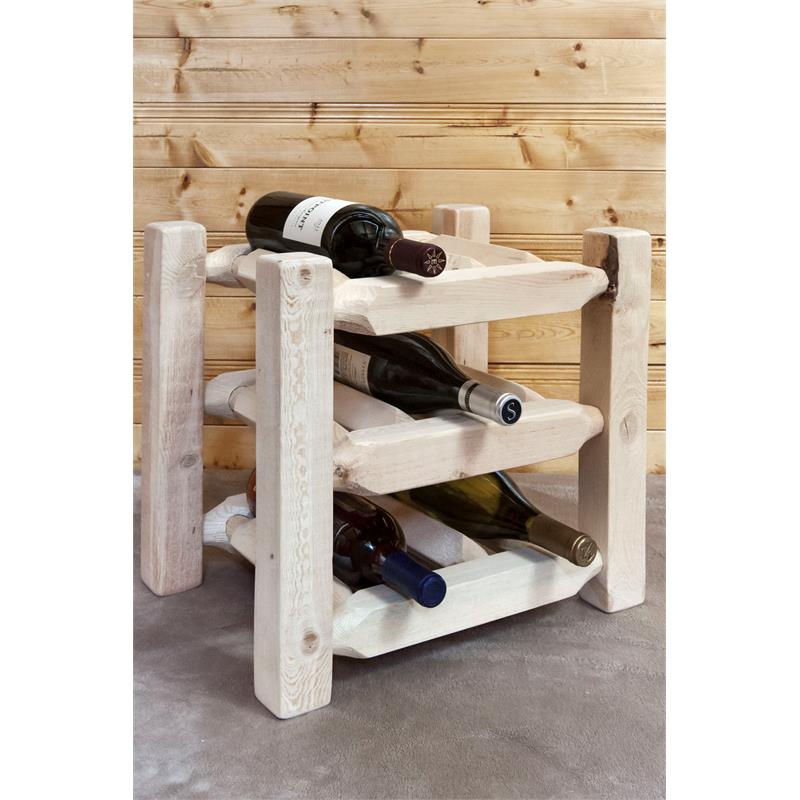 Pemberly Row Transitional Wood Countertop Wine Rack in Natural