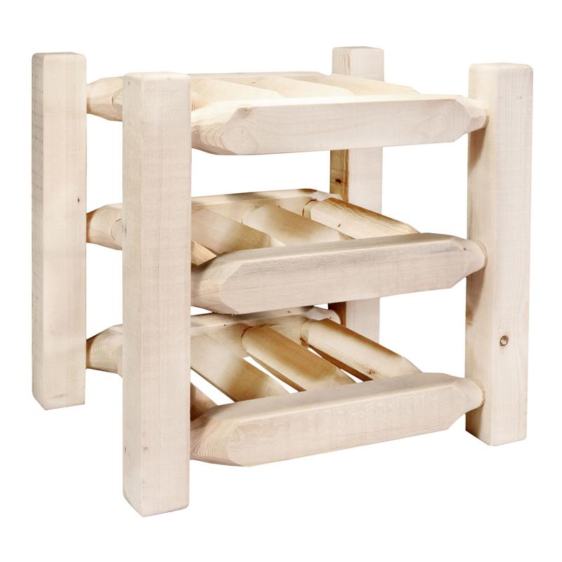 Pemberly Row Transitional Wood Countertop Wine Rack in Natural