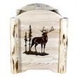 Pemberly Row Wood Magazine Rack with Engraved Elk Design in Natural