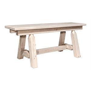 Pemberly Row Transitional 45&quot Pine Wood Plank Style Bench in Natural