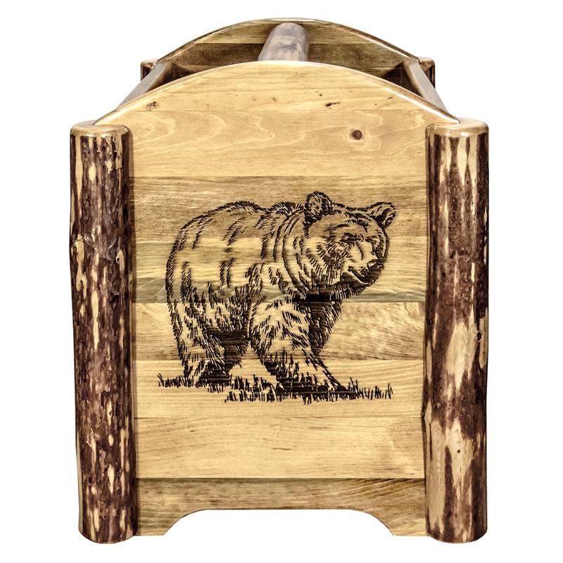 Pemberly Row Transitional Hand-Crafted Wood Magazine Rack in Brown