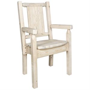 Pemberly Row Wood Captain's Chair with Bronc Design in Natural