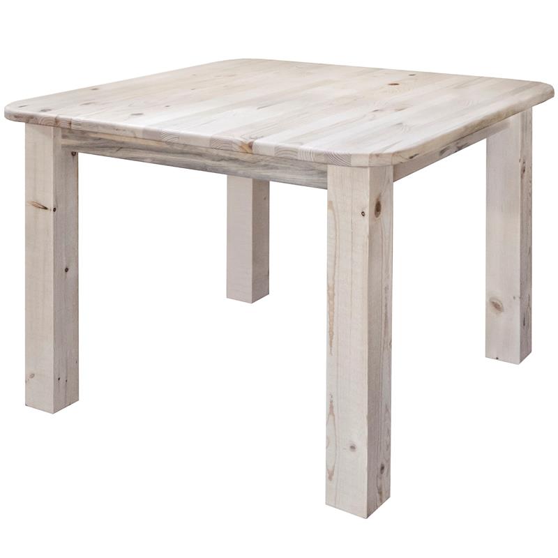 Pemberly Row Transitional Square 4 Post Wood Dining Table in Natural
