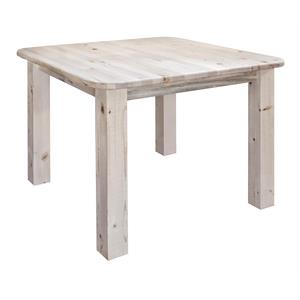 Pemberly Row Transitional Square 4 Post Wood Dining Table in Natural