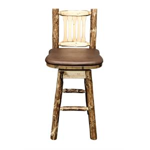 Pemberly Row Transitional 30&quot Saddle Pattern Barstool in Brown