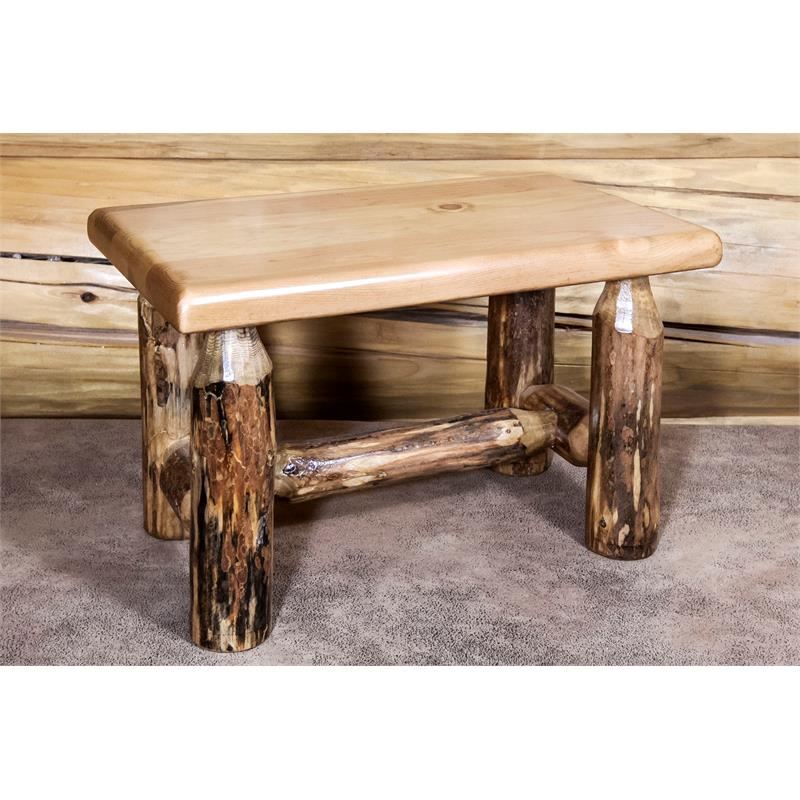 Pemberly Row Contemporary Transitional Wood Footstool in Brown