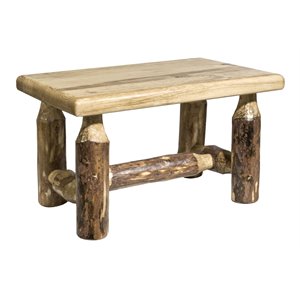 Pemberly Row Contemporary Transitional Wood Footstool in Brown