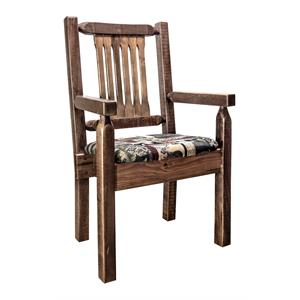 Pemberly Row Modern Transitional Wood Captain's Chair in Brown