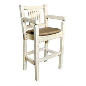 Pemberly Row Transitional 30&quot Wood Bar Stools with Slat Back in Natural