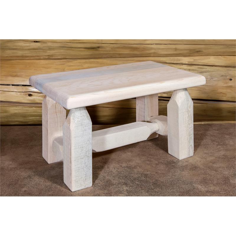 Pemberly Row Contemporary Transitional Wood Footstool in Natural