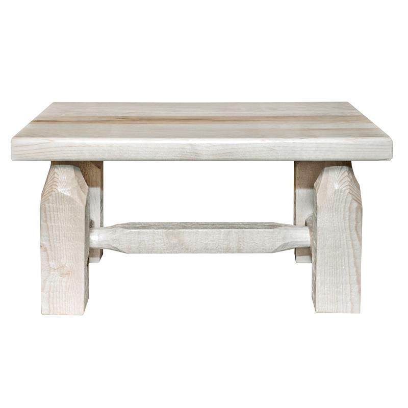 Pemberly Row Contemporary Transitional Wood Footstool in Natural