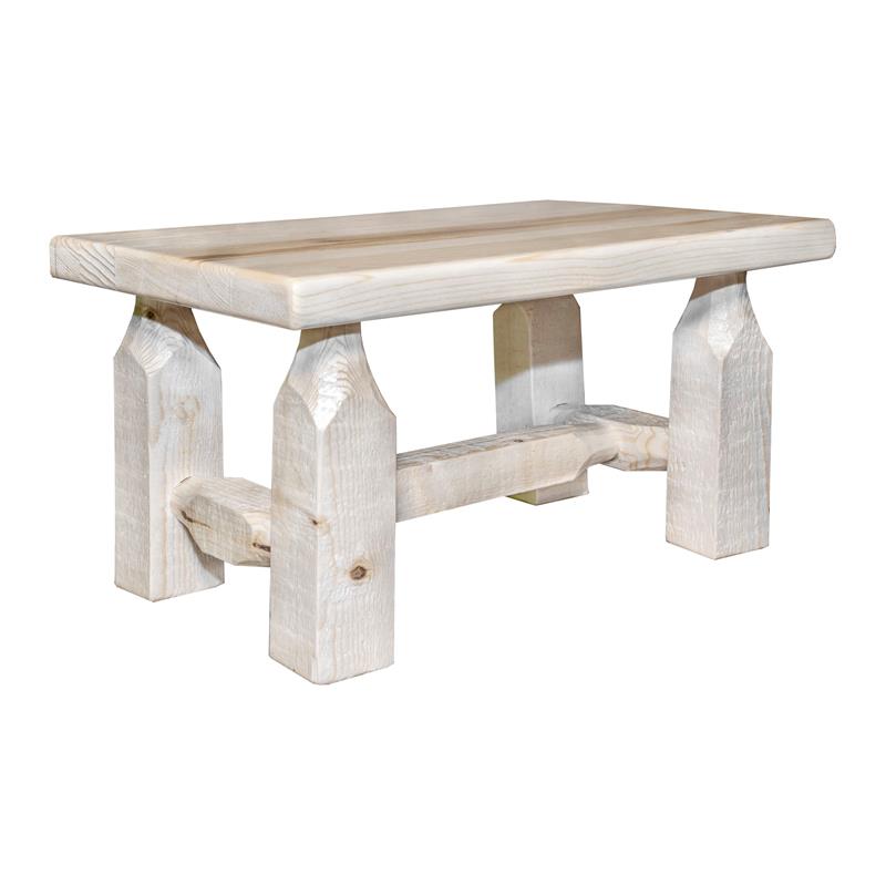 Pemberly Row Contemporary Transitional Wood Footstool in Natural