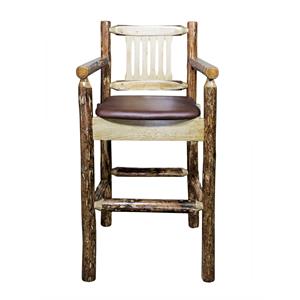 Pemberly Row Transitional 24&quot Wood Captain's Barstool in Brown