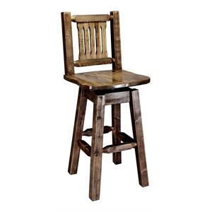Pemberly Row 30&quot Modern Transitional Wood Swivel Barstool in Brown