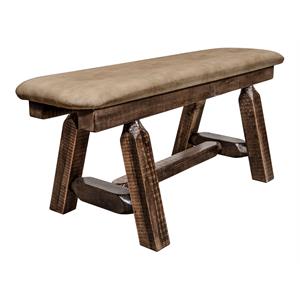 Pemberly Row 45&quot Handcrafted Wood Plank Style Bench in Brown