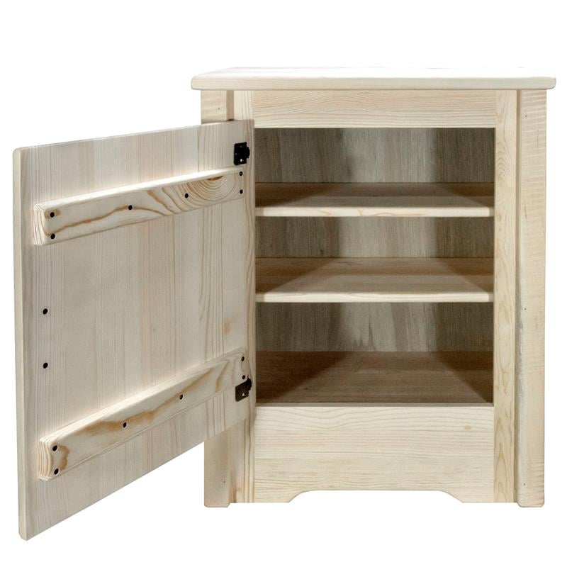 Pemberly Row Mid-Century Modern Solid Wood Accent Cabinet in Natural