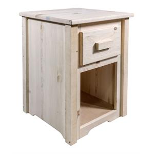 Pemberly Row Transitional Solid Wood End Table with Drawer in Natural
