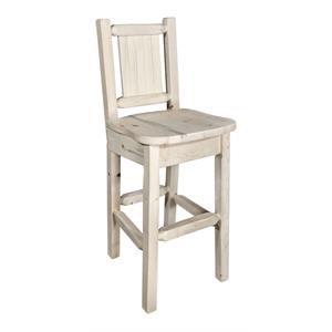 Pemberly Row 30&quot Solid Wood Barstool with Bronc Design in Natural