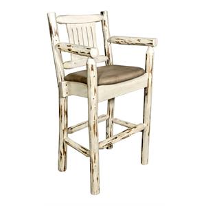 Pemberly Row 24&quot Captain's Barstool with Buckskin Upholstery in Natural