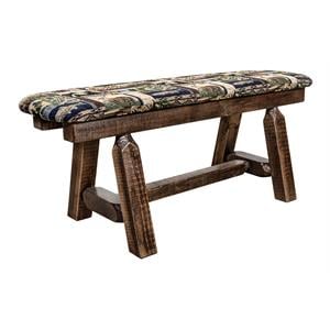 Pemberly Row 45&quot Transitional Wood Plank Style Bench in Brown