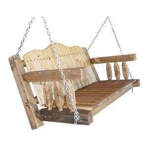 Pemberly Row Contemporary Transitional Wood Porch Swing in Brown