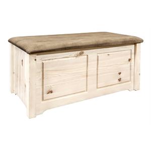 Pemberly Row Small Hand-Crafted Wood Blanket Chest in Natural