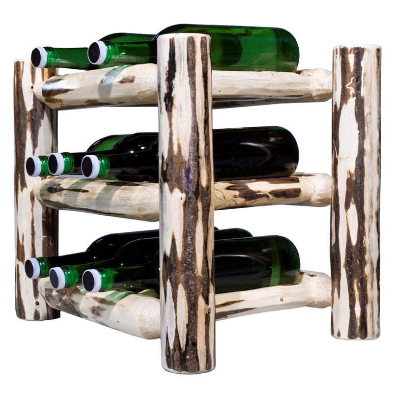 Pemberly Row Transitional Wood Countertop Wine Rack in Natural