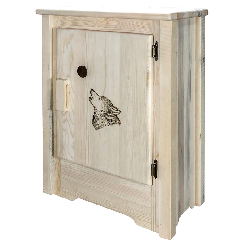 Pemberly Row Wood Accent Cabinet with Wolf Design in Natural