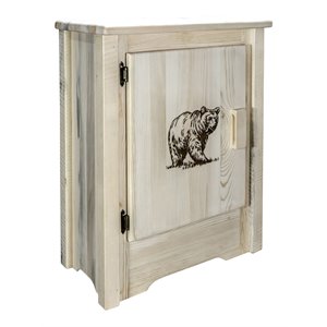 Pemberly Row Wood Accent Cabinet with Laser Engraved in Natural