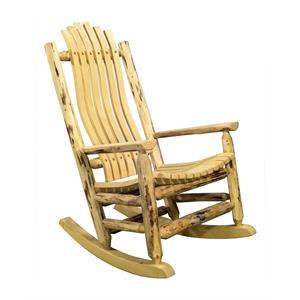 Pemberly Row Handcrafted 19&quot Transitional Wood Adult Log Rocker in Gold