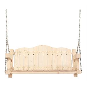 Pemberly Row Modern Transitional Wood Porch Swing in Natural