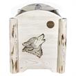 Pemberly Row Wood Magazine Rack with Engraved Wolf Design in Natural