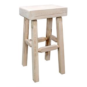 Pemberly Row 24&quot Wood Half Log Barstool in Natural Lacquered