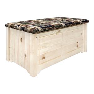 Pemberly Row Transitional Small Wood Blanket Chest in Natural