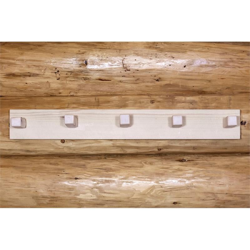 Pemberly Row Transitional 3ft Handcrafted Wood Coat Rack in Natural