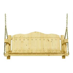 Pemberly Row Contemporary Transitional Wood Porch Swing in Gold