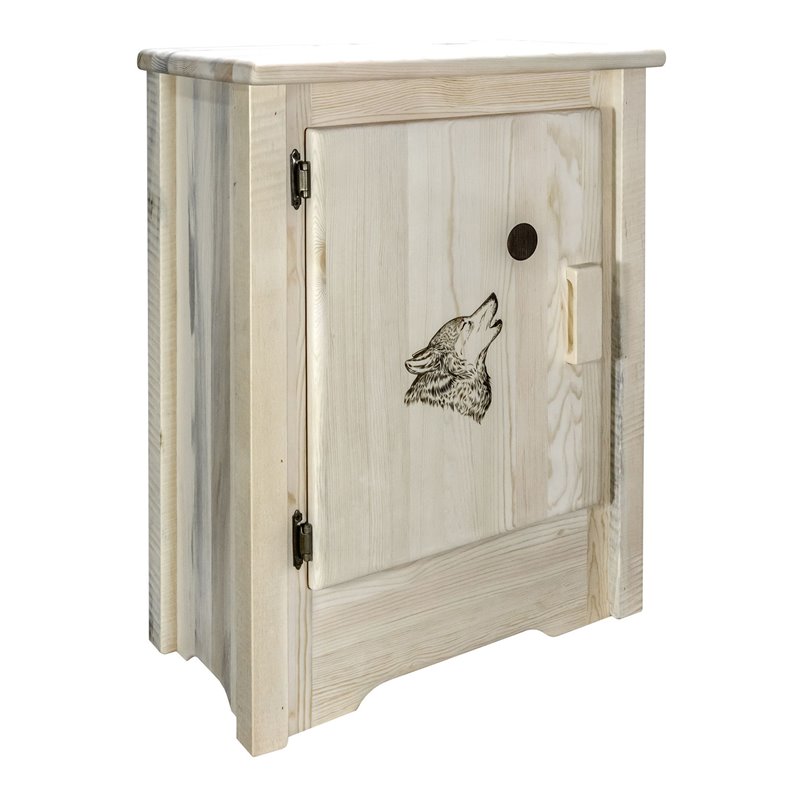 Pemberly Row Wood Accent Cabinet with Left Hinged in Natural