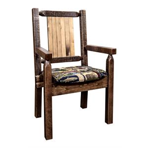 Pemberly Row Wood Captain's Chair with Bronc Design in Brown