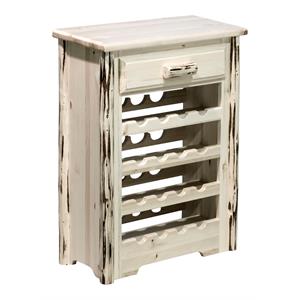 Pemberly Row Handcrafted Transitional Wood Wine Cabinet in Natural