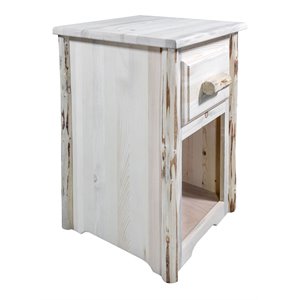 Pemberly Row Transitional Solid Wood End Table with Drawer in Natural