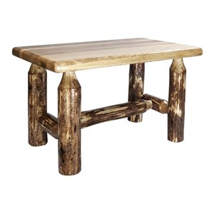 Pemberly Row Contemporary Transitional Wood Ottoman in Brown