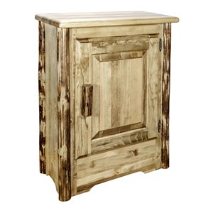 Pemberly Row Farmhouse / Country Solid Wood Accent Cabinet in Brown