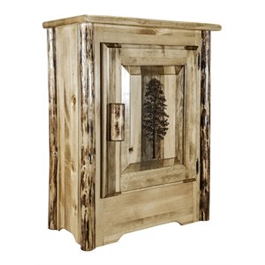 Pemberly Row Farmhouse / Country Unique Wood Accent Cabinet in Brown
