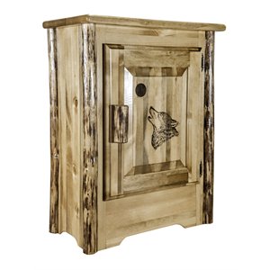 Pemberly Row Farmhouse / Country Unique Solid Wood Accent Cabinet in Brown