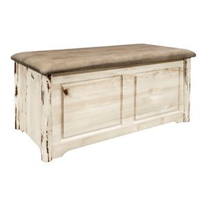 Pemberly Row Small Transitional Pine Wood Blanket Chest in Natural