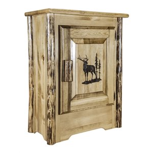 Pemberly Row Farmhouse / Country Hand-Crafted Wood Accent Cabinet in Brown