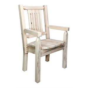Pemberly Row Transitional Pine Wood Captain's Chair in Natural