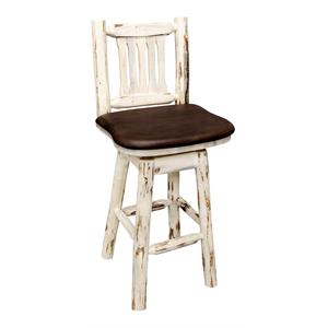 Pemberly Row 24&quot Wood Swivel Barstool with Swivel in Natural